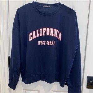 SHEIN California West Coast Navy blue, red & white long sleeve crewneck pullover